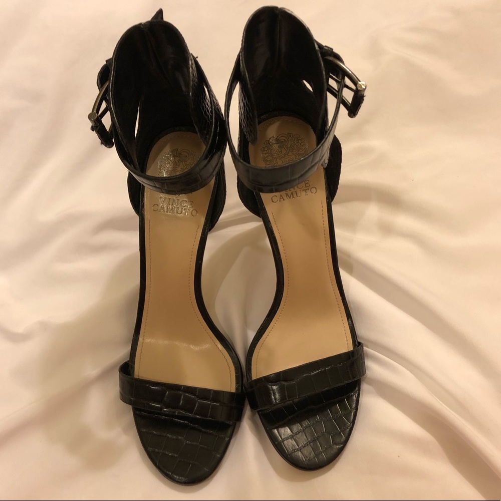 Snake-Embossed Leather Heels